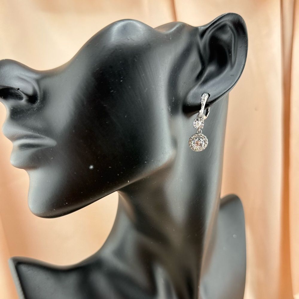 GIVENCHY Cubic Zirconia Drop Earrings – Timeless Elegance - Picture 5 of 6